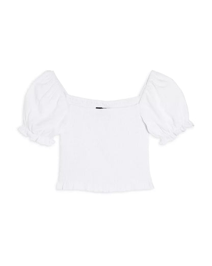 JUNIOR MARLEE PUFF SLEEVE SOLID TOP