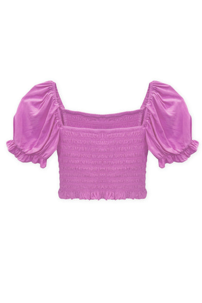 JUNIOR MARLEE PUFF SLEEVE SOLID TOP - FINAL SALE