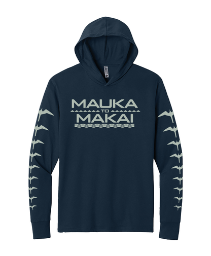 Mauka to Makai Cotton Blend Hooded Long Sleeve Light Sage on Navy