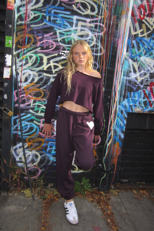 JUNIOR SHANE OFF SHOULDER CROP SWEATSHIRT - FINAL SALE