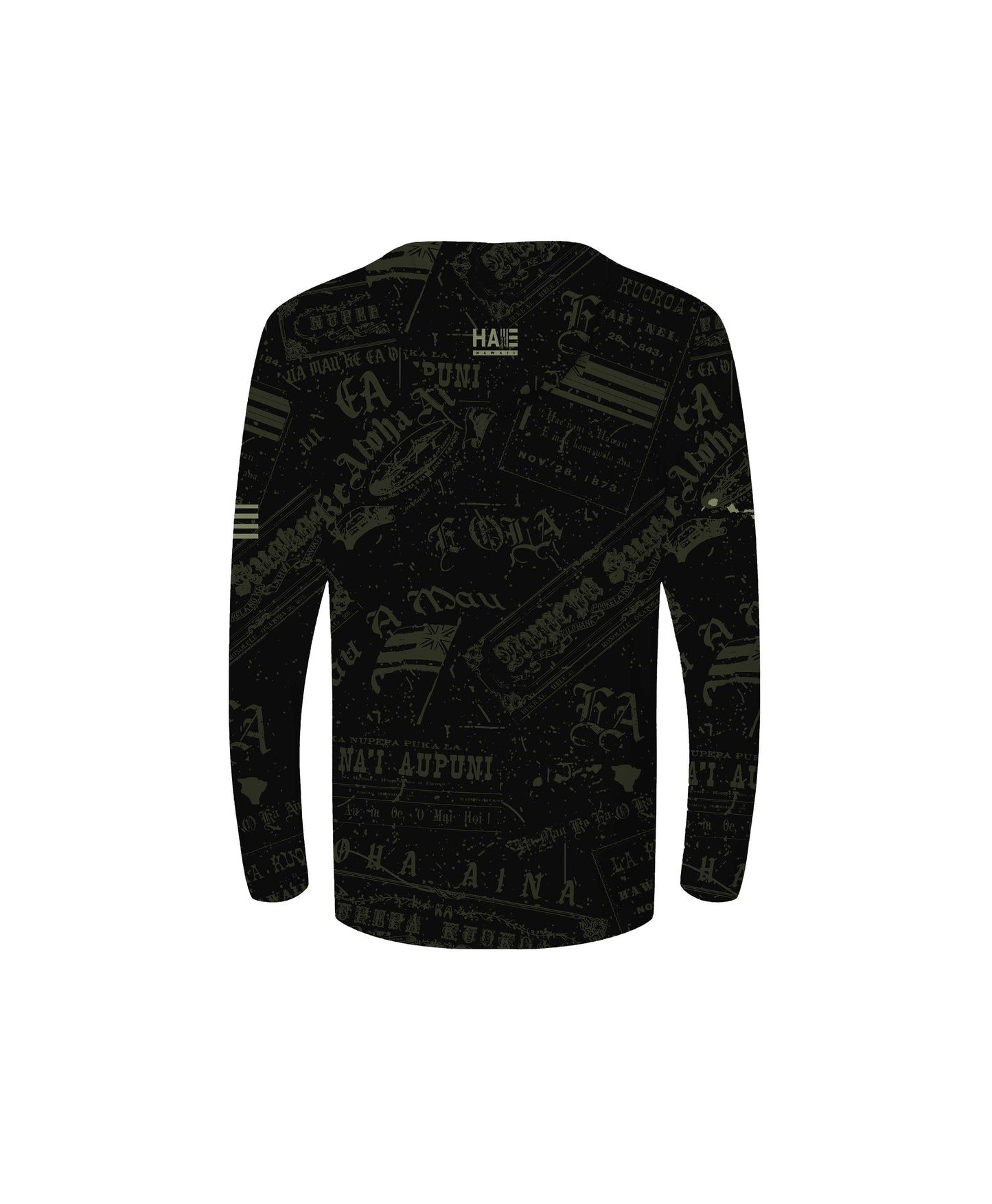 Nupepa Olelo Hawaii Youth Hooded Long Sleeve Drifit Black