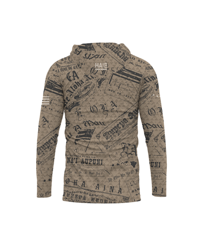Nupepa Olelo Hawaii Sublimated Hooded Long Sleeve Drifit Youth