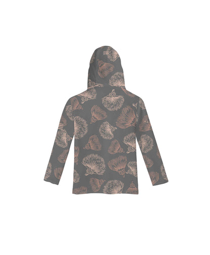 Ohia Lehua Toddler V-Neck Hooded Longsleeve Drifit Gray