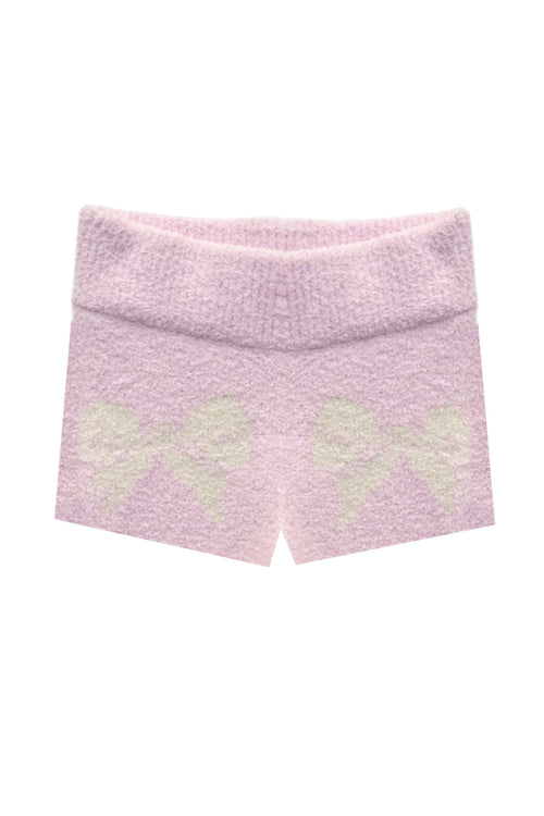 TWEEN PARKER COMFY SHORTS W/ INTARSIA BOW DESIGN