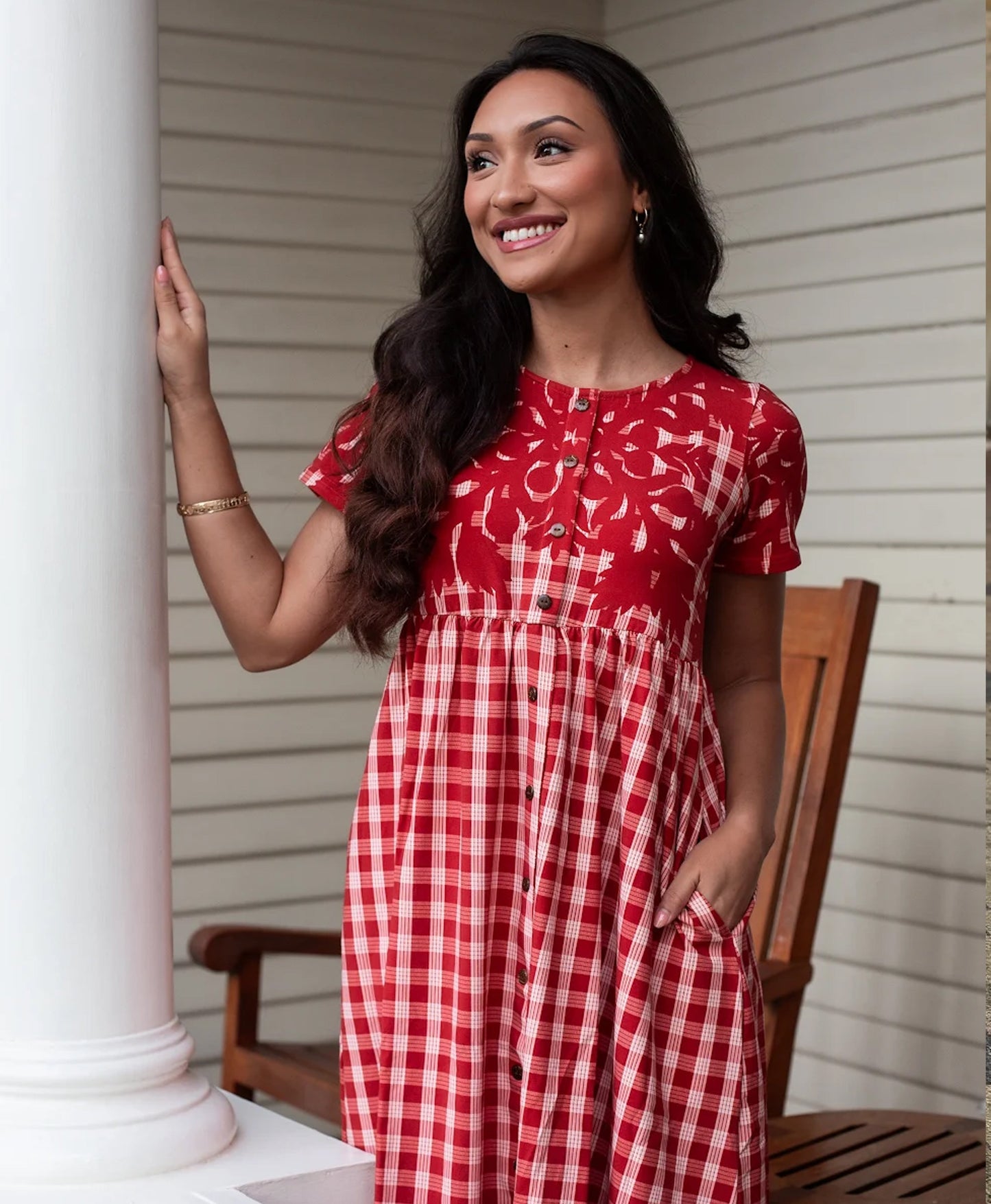 Palaka Kuiki Aulani Midi Dress Lehua Red