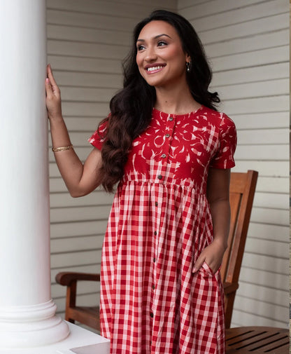 Palaka Kuiki Aulani Midi Dress Lehua Red