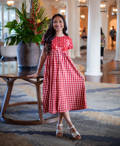 Palaka Kuiki Aulani Midi Dress Lehua Red