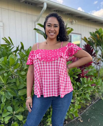 Palaka Kuiki Cold Shoulder Top Loke Pink