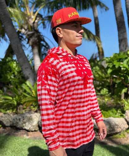 Palaka Kuiki Youth Hooded Longsleve Drifit Red