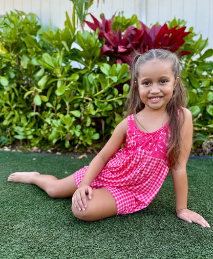Palaka Kuiki Keiki Kanoe Romper Pink