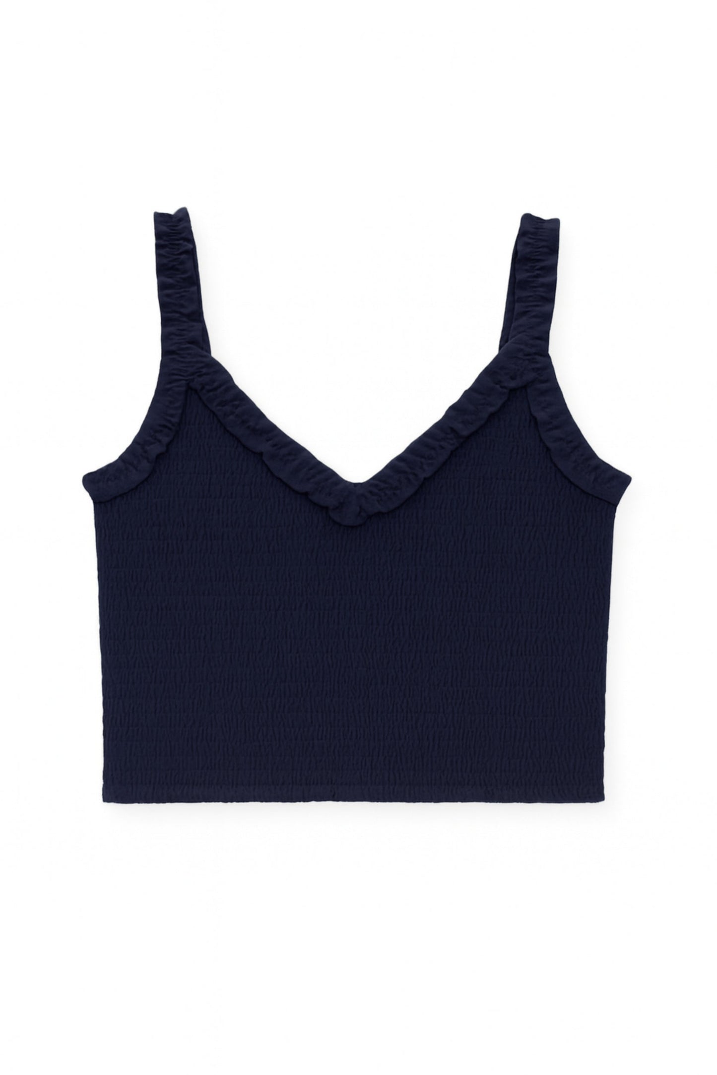 TWEEN SHARI SMOCKED CROPPED SOLID TOP