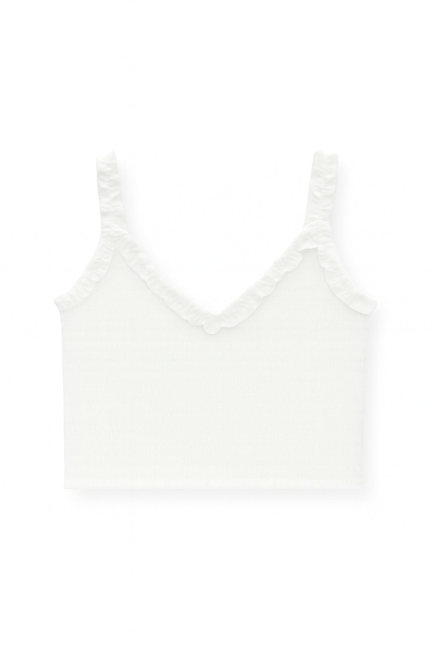 TWEEN SHARI SMOCKED CROPPED SOLID TOP
