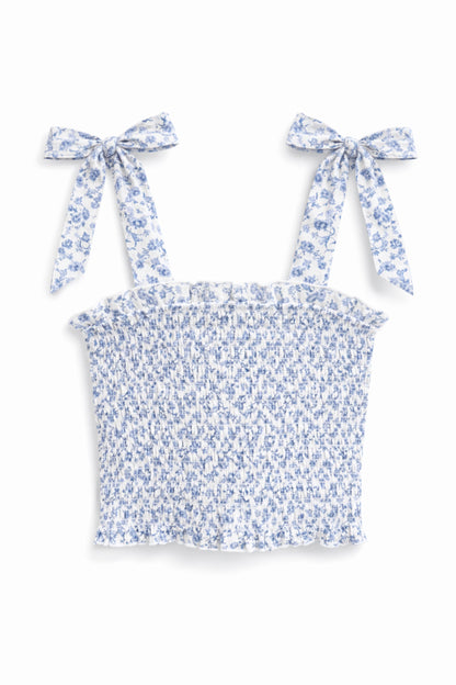 TWEEN SUNNY PRINTED TIE TOP