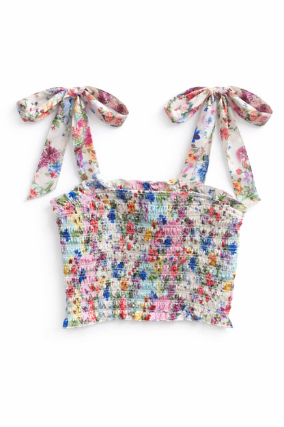 TWEEN SUNNY PRINTED TIE TOP