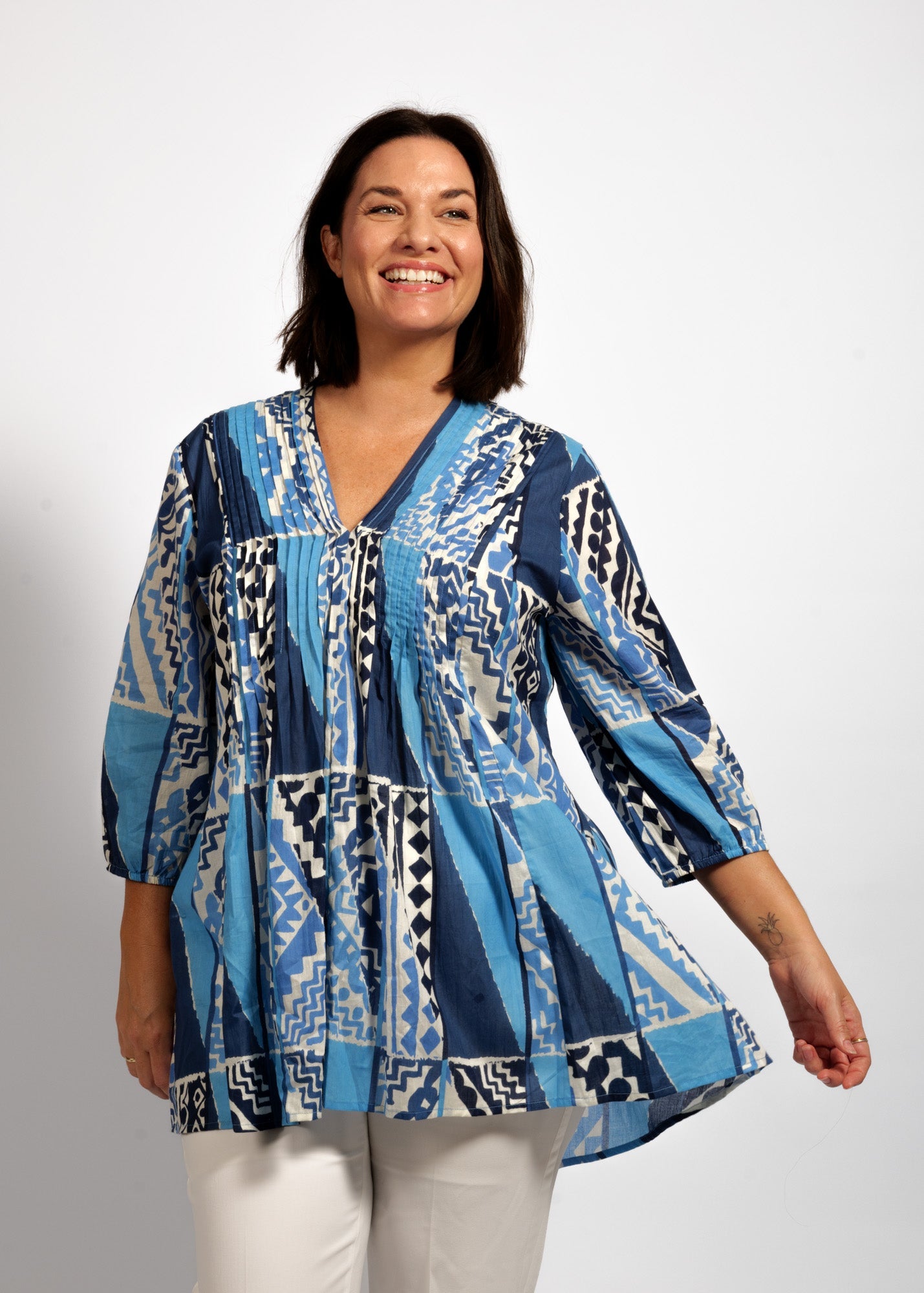 Alexa Top in Blue Rectangles