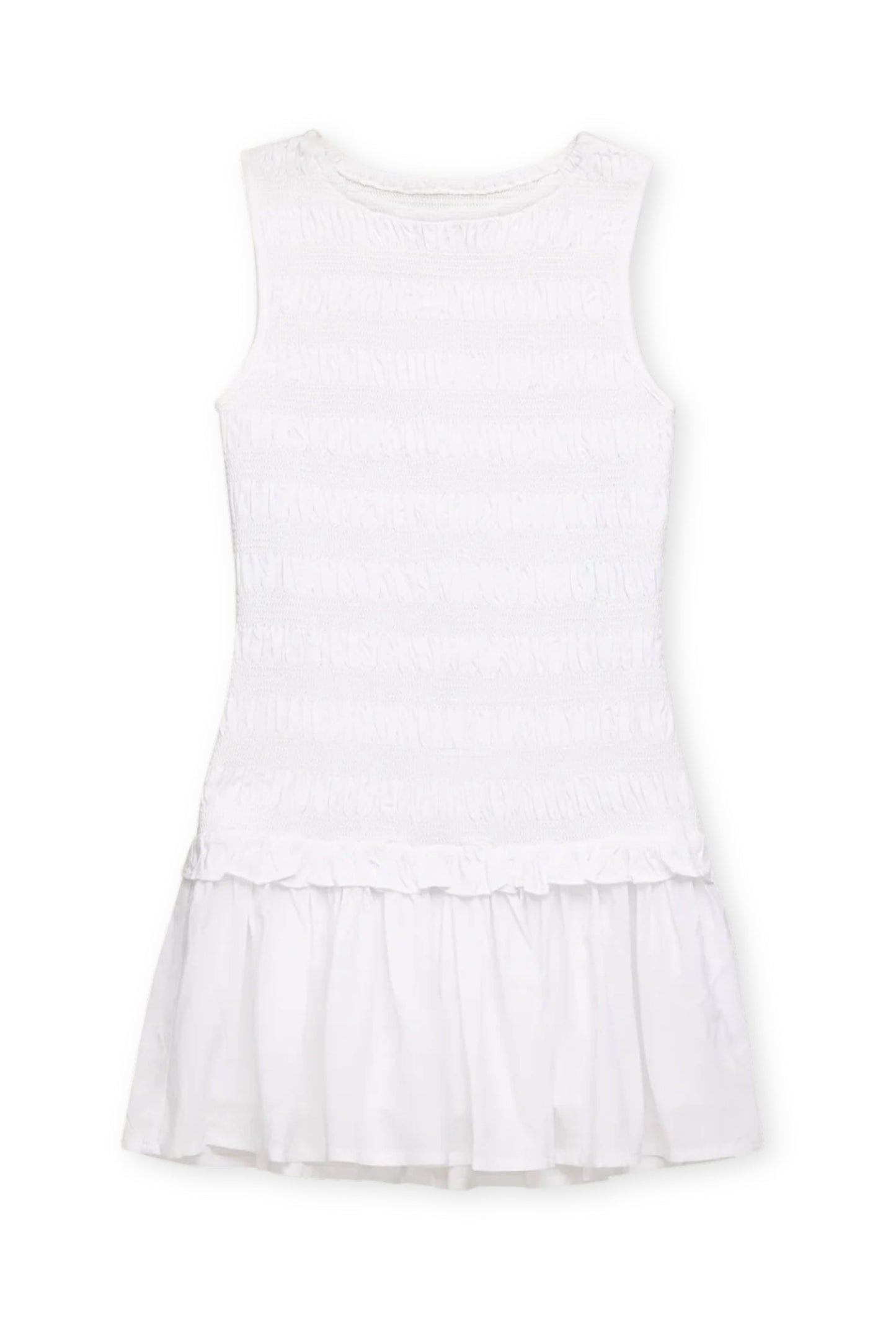 JUNIOR TARA SMOCKED RUFFLE TANK DRESS