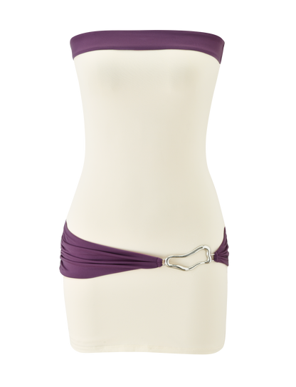 EOS MINI DRESS - CREAM AND DUSTY LILAC
