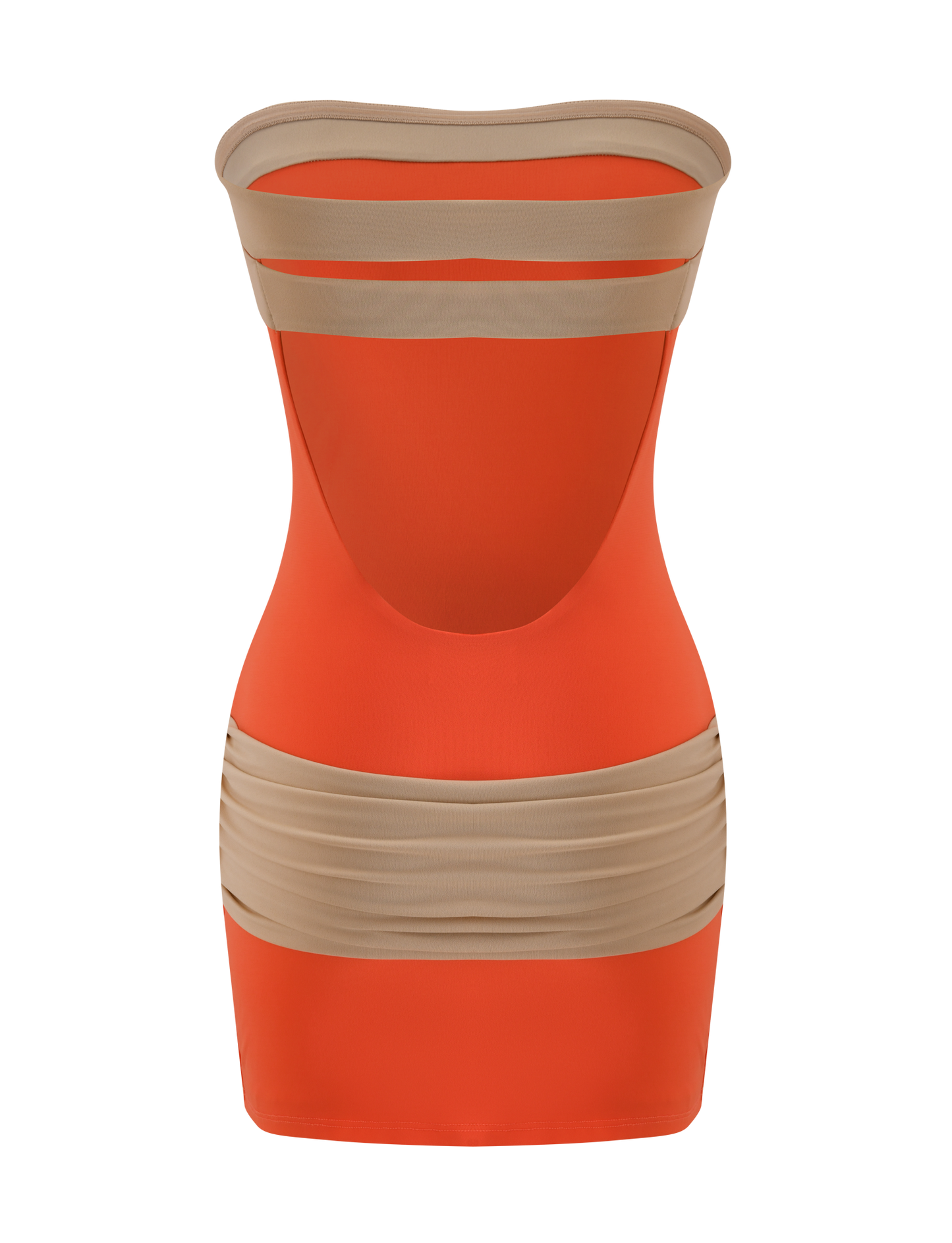 EOS MINI DRESS - PERSIMMON AND TAUPE