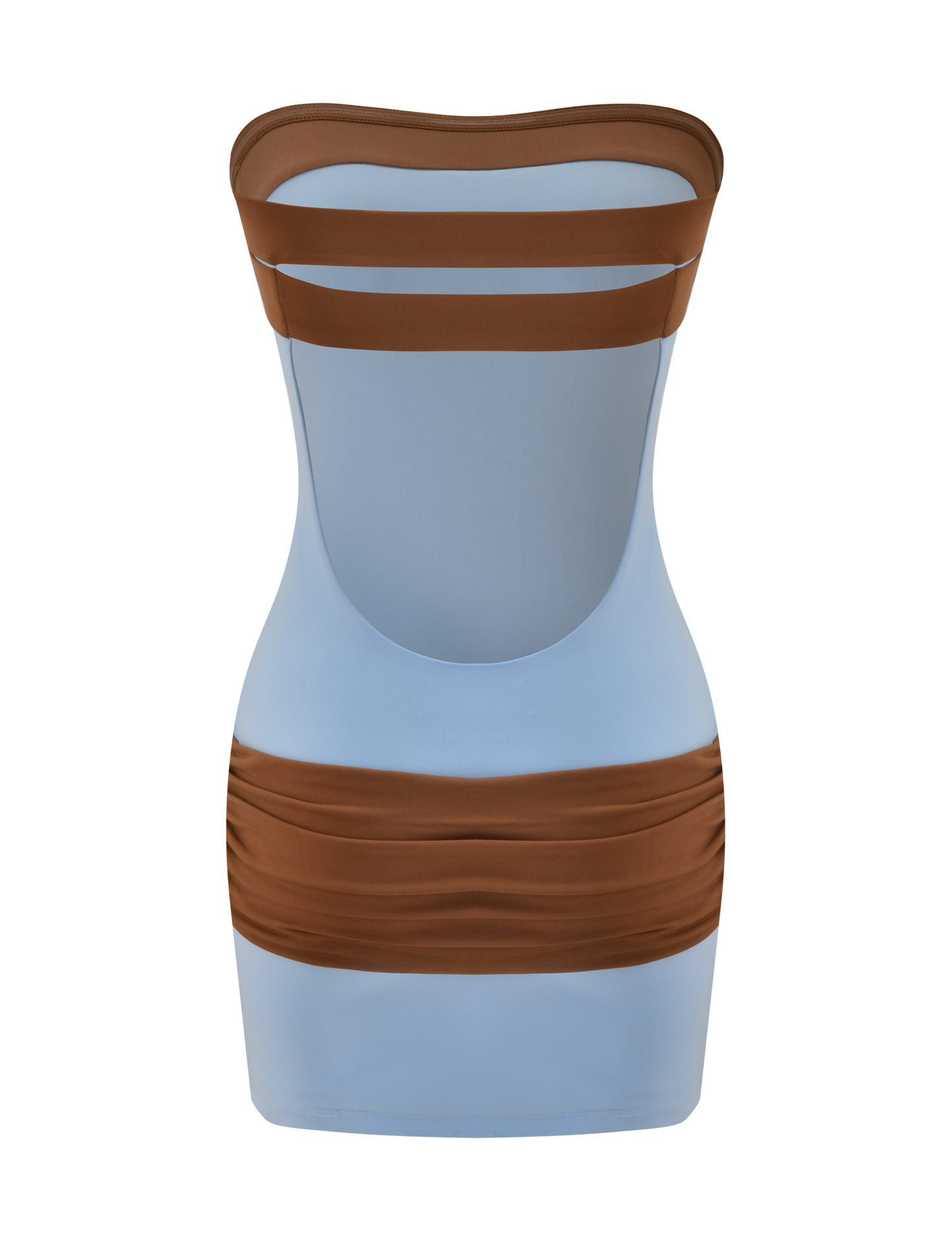 EOS MINI DRESS - SOFT BLUE AND MOCHA