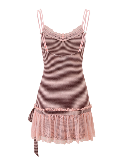 CELIA MINI DRESS - PINK AND BROWN