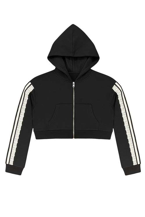 JUNIOR TOMMY OS CROP ZIP TRACK HOODIE- FINAL SALE