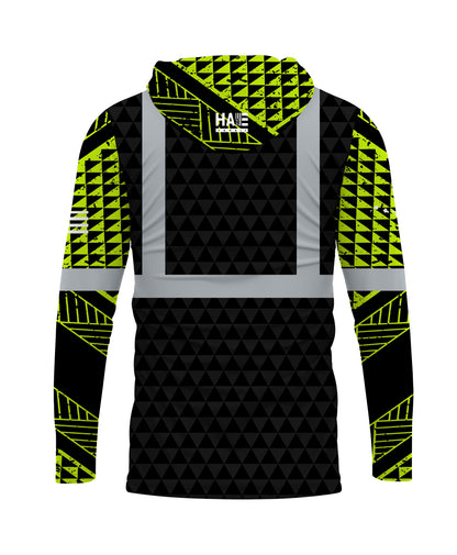 Ulana Triangles Reflective Hooded Longsleeve Drifit Black Neon