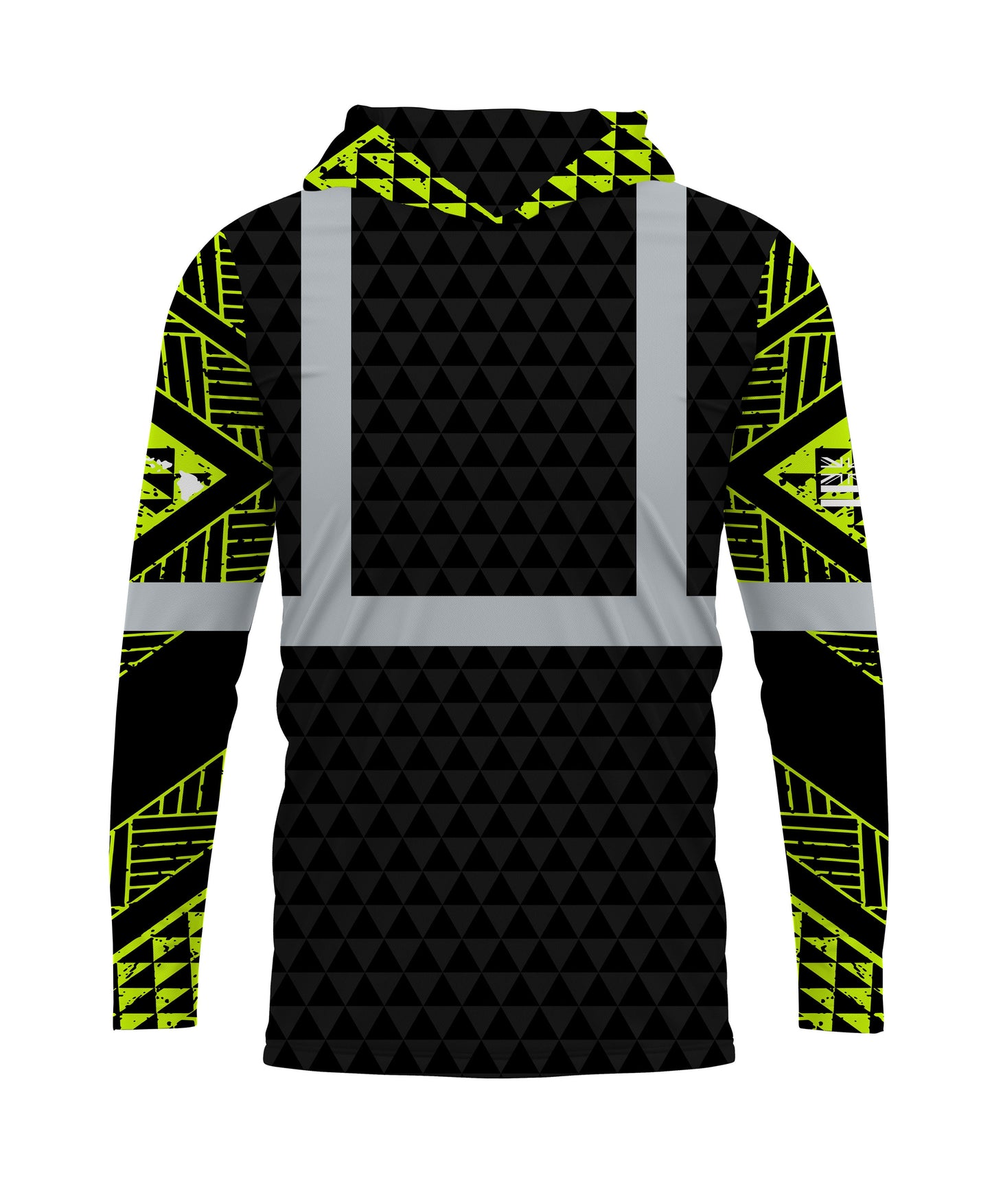 Ulana Triangles Reflective Hooded Longsleeve Drifit Black Neon