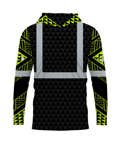 Ulana Triangles Reflective Hooded Longsleeve Drifit Black Neon