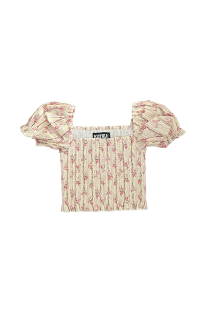 JUNIOR MARLEE PUFF SLEEVE PRINT TOP - FINAL SALE