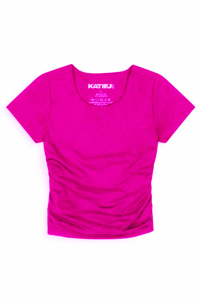 JUNIOR RILEY RUCHED SHORT SLEEVE TOP - FINAL SALE