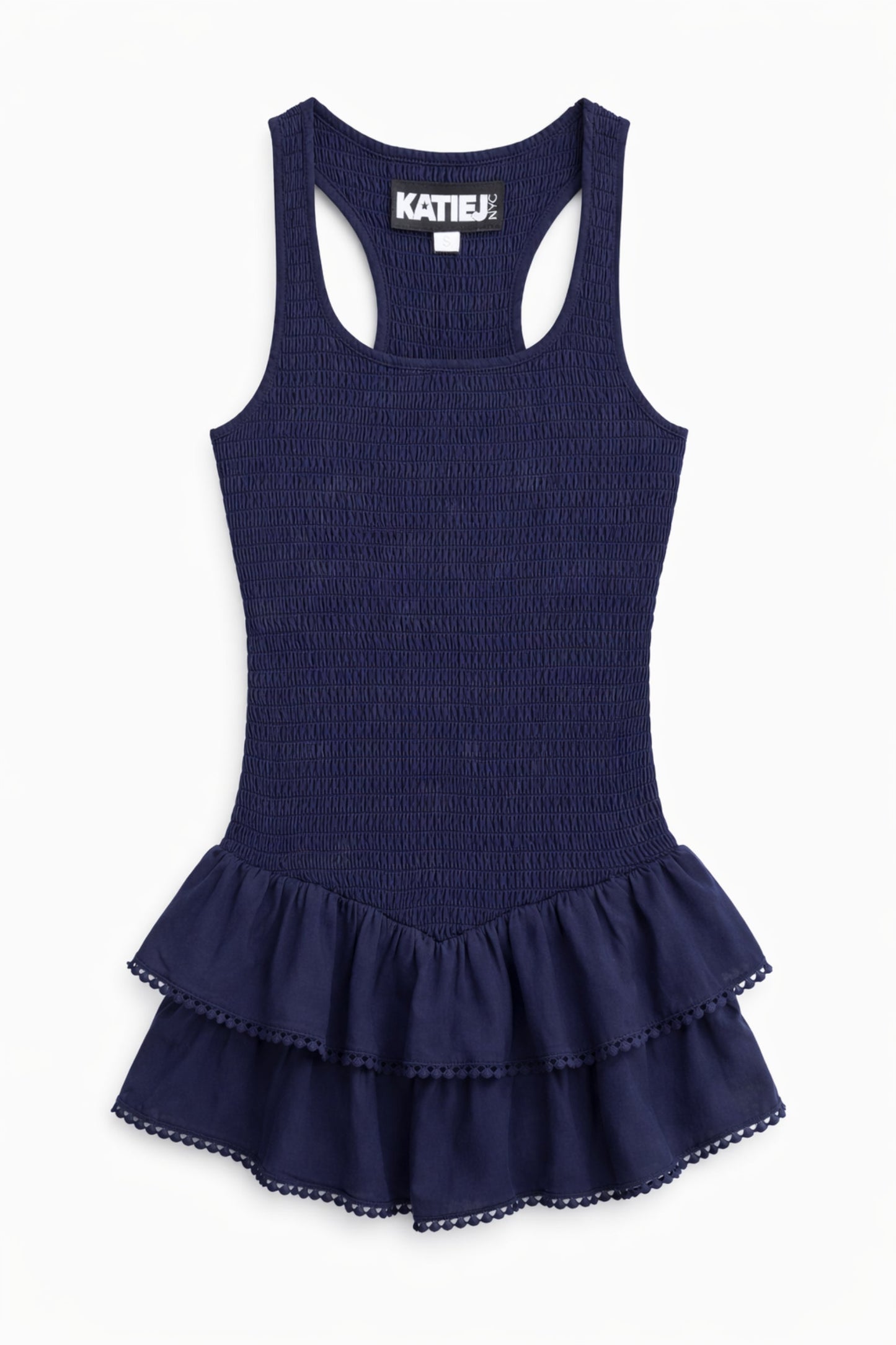 JUNIOR VALLIE SOLID RACER BACK RUFFLE DRESS