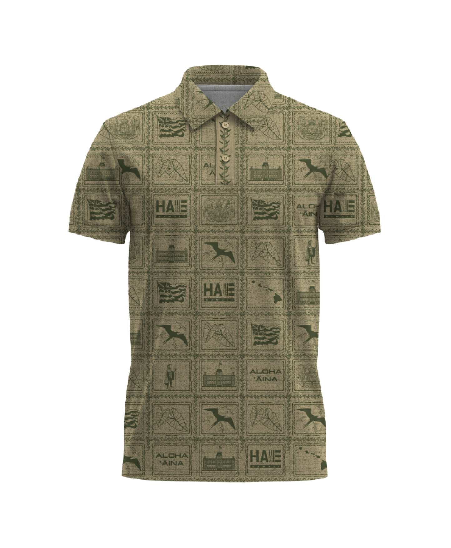 Vintage Hawaii Anywhere Polo Dusty Green