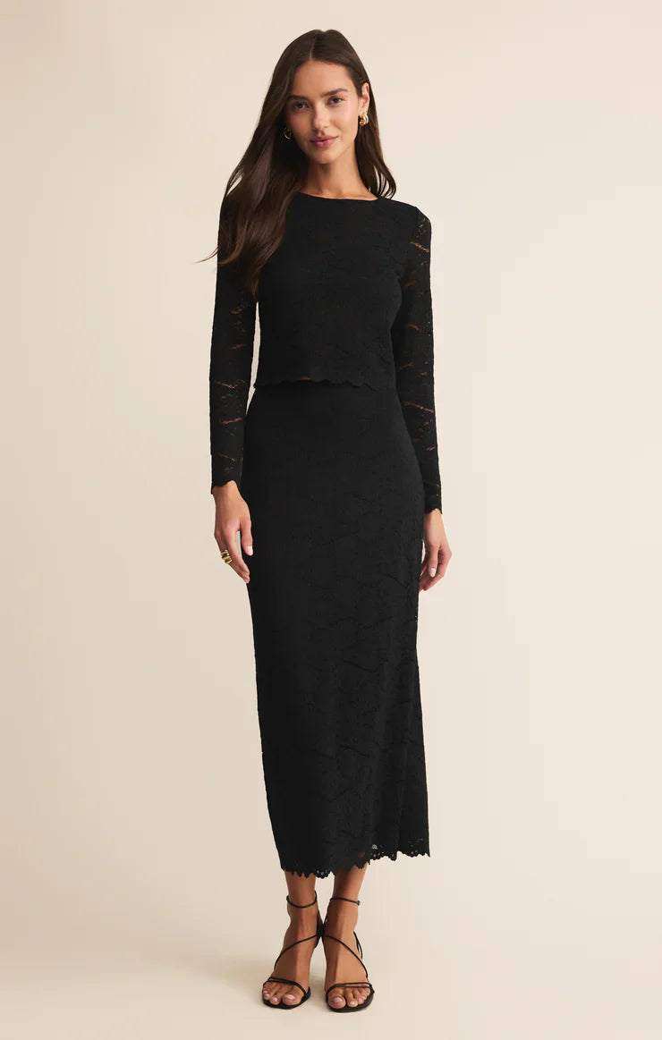 Via Lace Midi Skirt