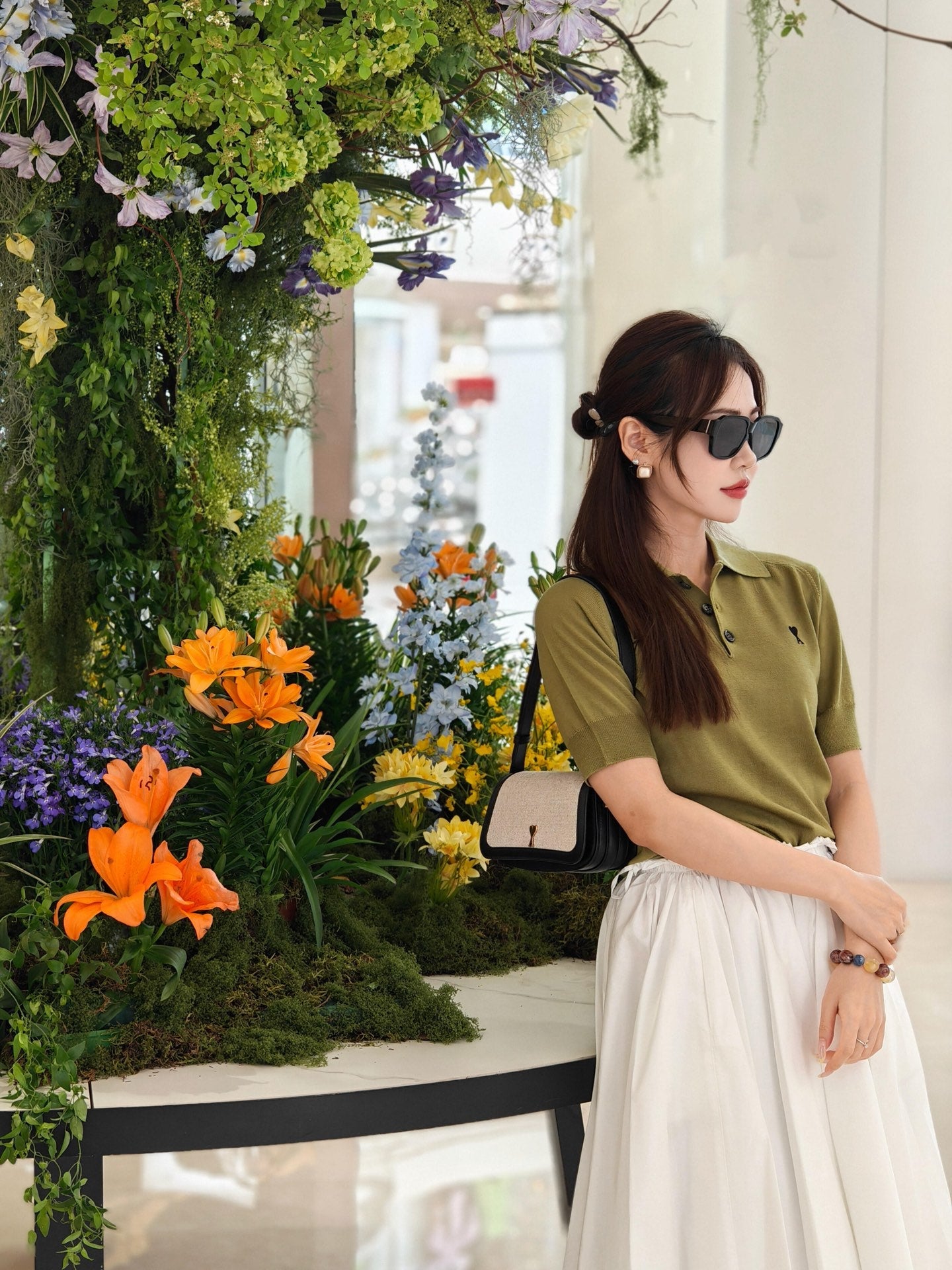 2026 Women’s Heart A Embroidered Polo Neck Knit Top (DD112)