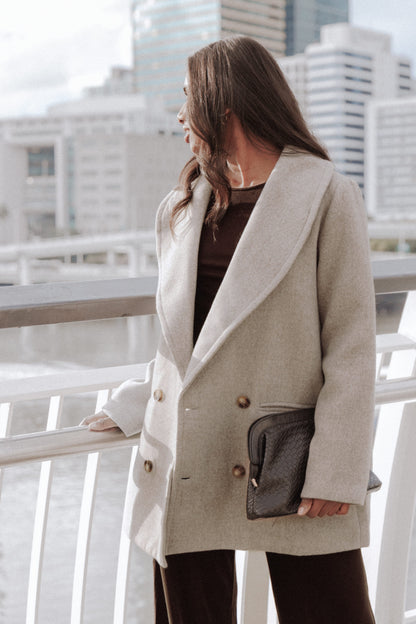 Cartia Shawl Collar Car Coat - Taupe