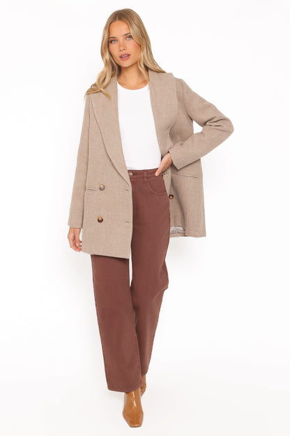 Cartia Shawl Collar Car Coat - Taupe