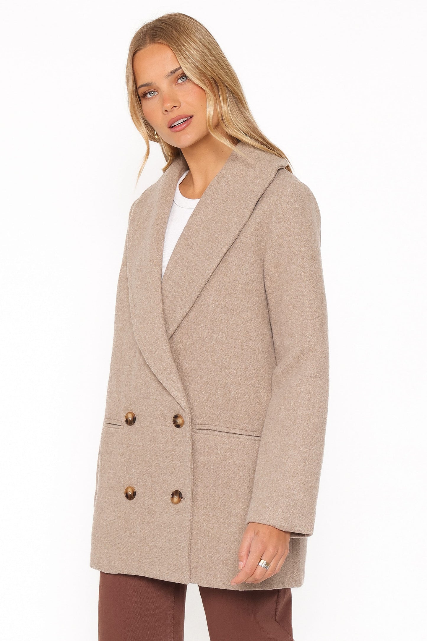 Cartia Shawl Collar Car Coat - Taupe