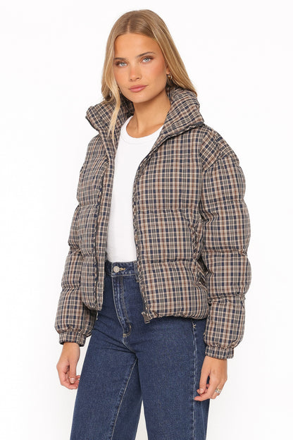 Chester Puffer Jacket - Brown Plaid