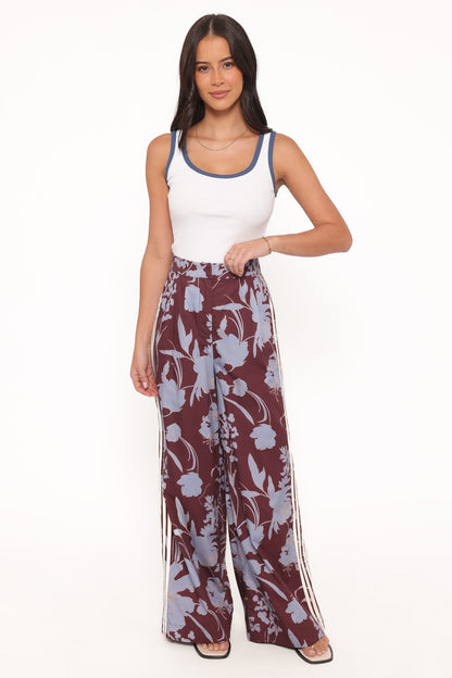 Aine Wide Leg Tailored Pant - Burgundy Floral