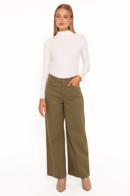 Brynn Straight Leg Pants - Khaki