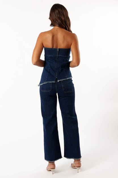 Carrie Wide Leg Jeans - Dark Denim