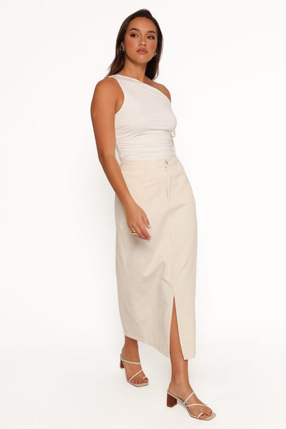 Dana Denim Midi Skirt - Cream