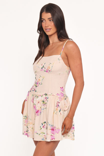 Albon Mini Dress - Cream Floral