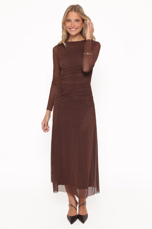 Colton Long Sleeve Maxi Dress - Brown