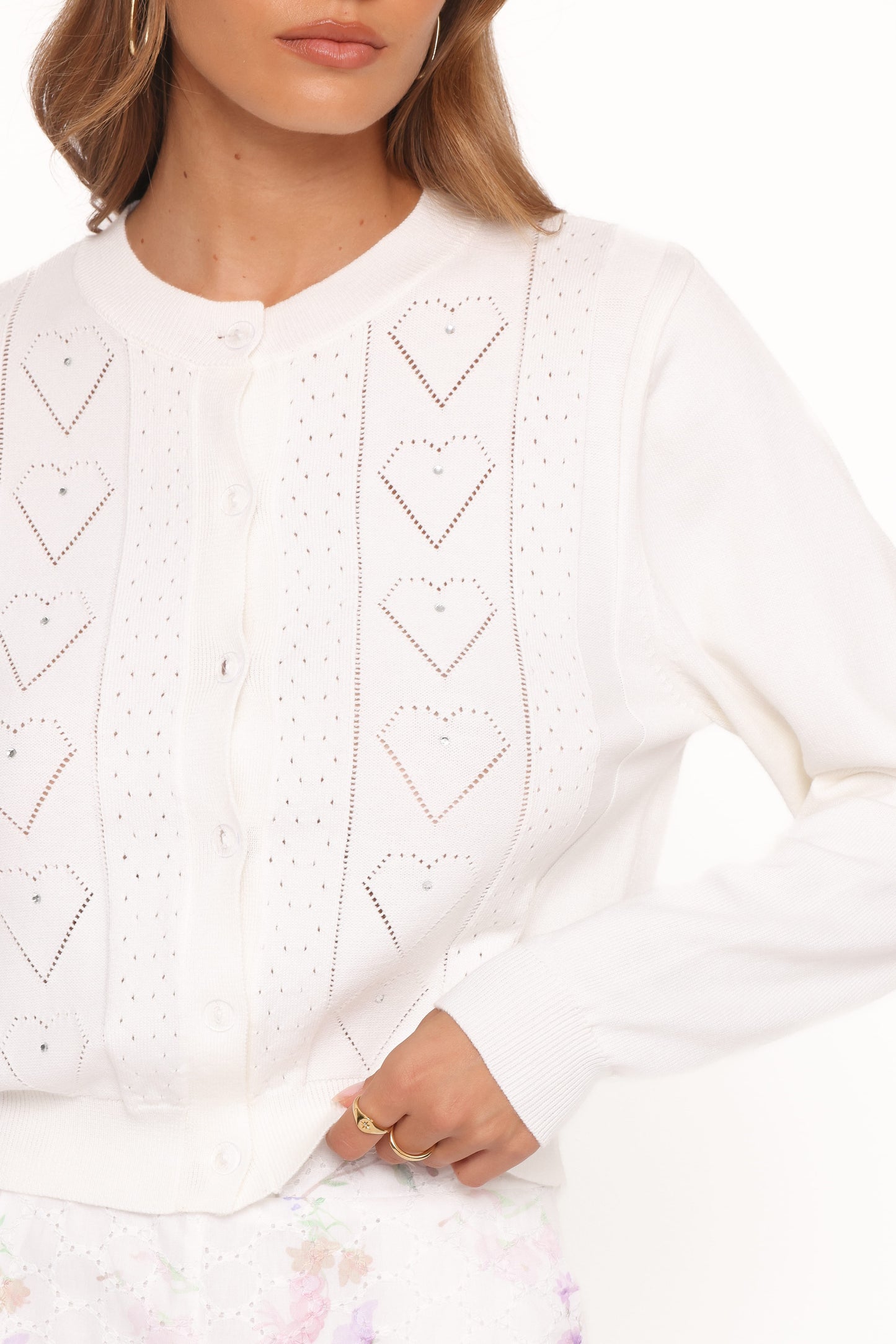 Baylie Pointelle Cardigan - White
