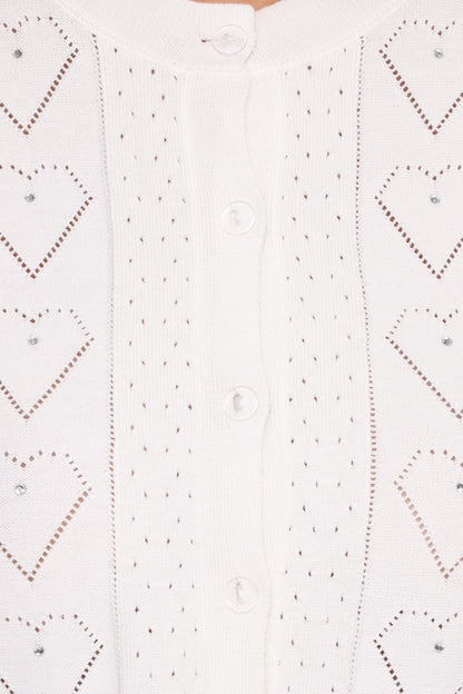 Baylie Pointelle Cardigan - White