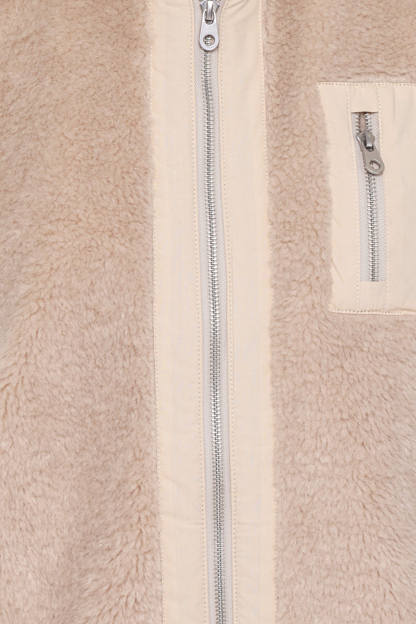 Branda Sherpa Zip Up Jacket - Beige