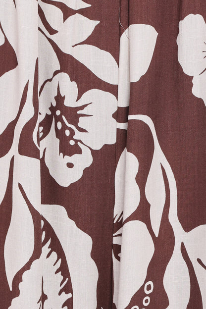 Abegail Flowy Jumpsuit - Brown Hibiscus