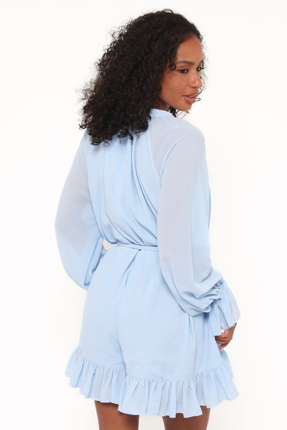Brianna Long Sleeve Playsuit - Blue