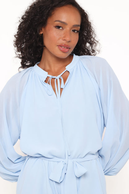 Brianna Long Sleeve Playsuit - Blue